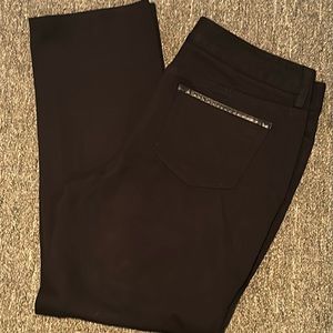 NYDJ black pants leather pocket trim size 14P straight leg